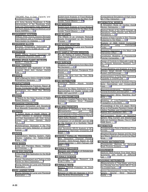 NASA Scientific and Technical Aerospace Reports