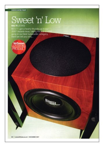 December 2007 / T-1 / HiFi News UK - REL Acoustics