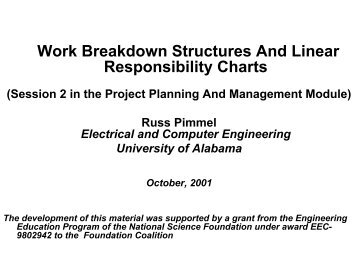 Work Breakdown Structures And Linear Responsibility Charts