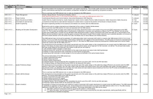 Project Management WBS Dictionary Page 1 of 3 WBSNo ... - LIGO