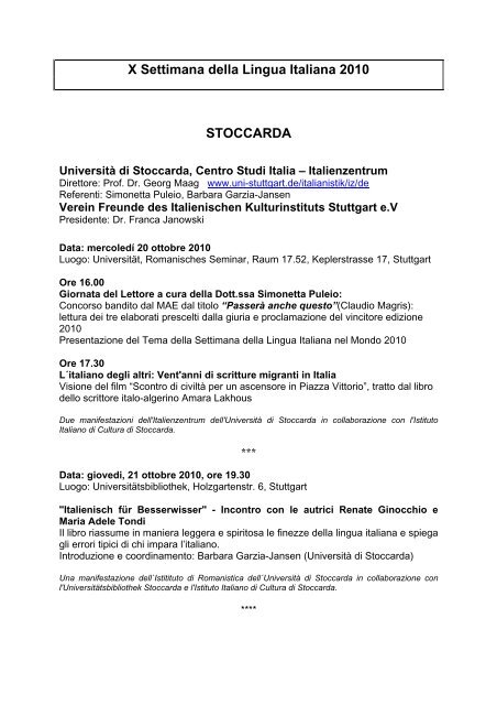 Settimana Della Lingua Italiana 2009