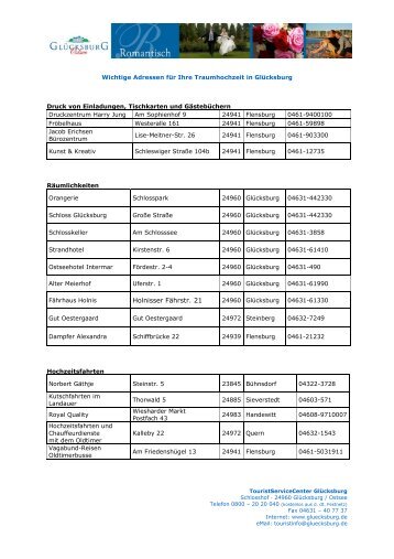 Hochzeitsplaner für Glücksburg Ostsee (PDF)