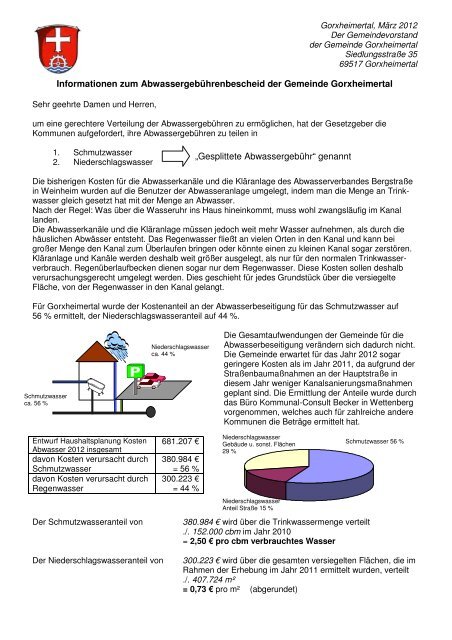 Informationsblatt Abwasser - Gorxheimertal