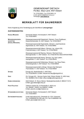 Merkblatt für Bauwerber (61 KB) - Dietach