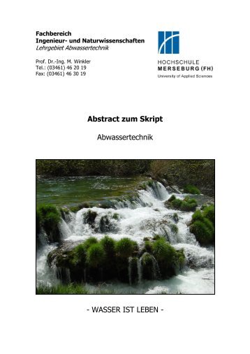 Abstract zum Skript Abwassertechnik - WASSER IST LEBEN - - am ...