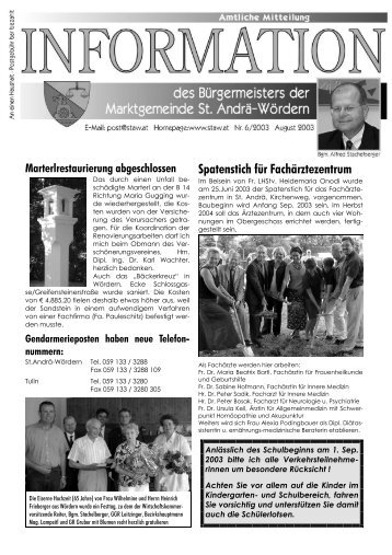 Amtsblatt 06/2003 - Teil 1 - Marktgemeinde St. Andrä-Wördern