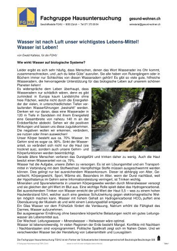 Wasser ist nach Luft unser wichtigstes Lebens-Mittel - GESUND ...