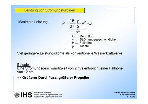 Wasserkraft ohne Aufstau Konzepte und deren Grenzen - IHS ...