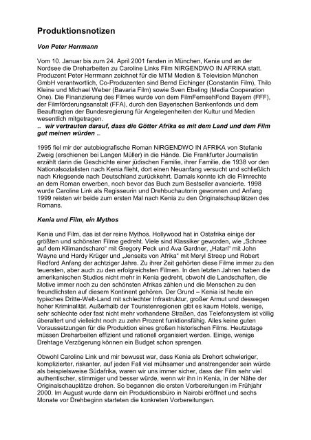 Presseheft (pdf) - Dreharbeiten.de