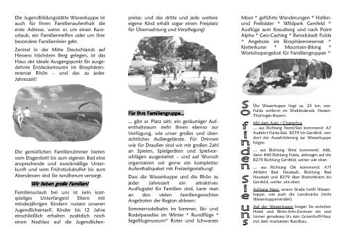 Familienflyer 2011 - Jugendbildungsstätte Wasserkuppe