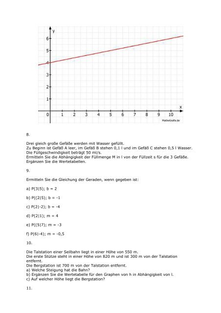 Aufgaben zu Lineare Funktionen - Matheaufgaben-loesen