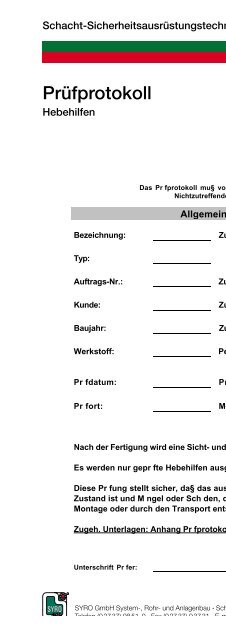 Ihr Partner in Schacht- Sicherheitstechnik Der Ausrüster für Wasser ...