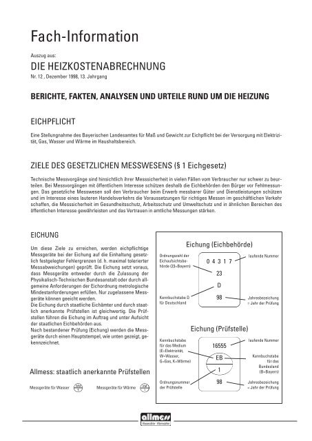 Fach-Info Eichpflicht - Allmess GmbH