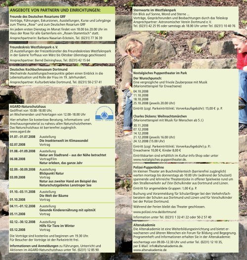 Westfalenpark-Programm 2. Halbjahr 2008 - Dortmund