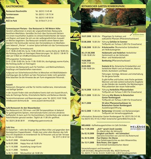 Westfalenpark-Programm 2. Halbjahr 2008 - Dortmund