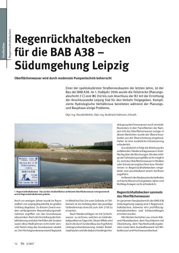 Regenrückhaltebecken für die BAB A38 – Südumgehung Leipzig