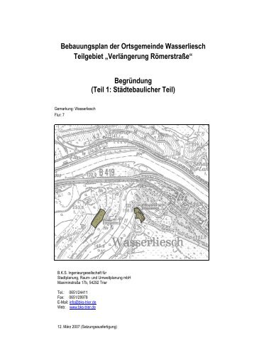 Bebauungsplan der Ortsgemeinde Wasserliesch Teilgebiet ... - Konz