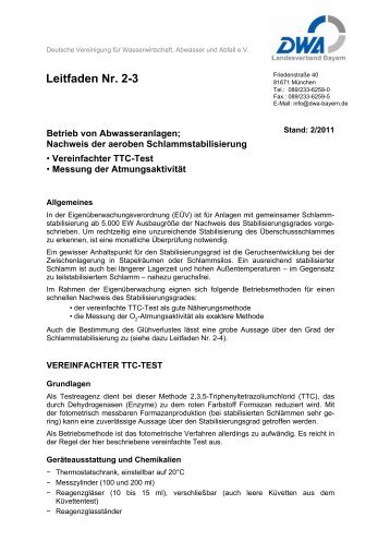 Leitfaden Nr. 2-3 - DWA-Landesverbandes Bayern