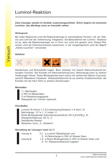 Luminol-Reaktion - Fachreferent Chemie