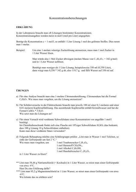 Textanalyse übungstext Mit Lösung Pdf Konzentrationsberechnungen