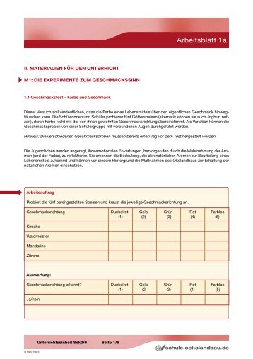 Arbeitsblatt 1a - Oekolandbau.de