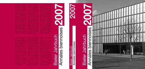 Bieler Jahrbuch 2007 - mémreg - regionales Gedächtnis