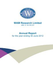 WAM Research Limited Annual Report - Wilson Asset Management