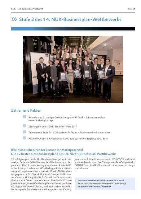Jahresbericht 2011 - NUK Neues Unternehmertum Rheinland