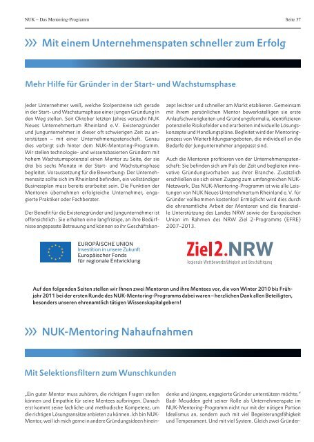 Jahresbericht 2011 - NUK Neues Unternehmertum Rheinland