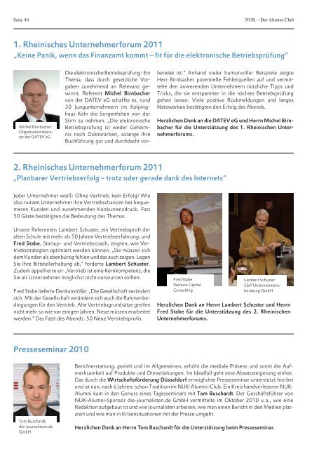 Jahresbericht 2011 - NUK Neues Unternehmertum Rheinland