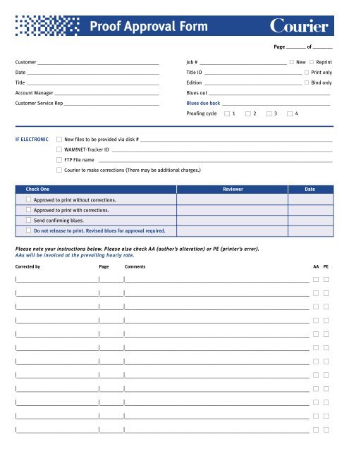 Proof Approval Form Right From The Start