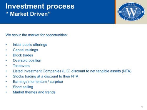 Investor Presentation - May 2012 - Wilson Asset Management