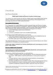WAM Letter to Premium shareholders - 27 November 2012