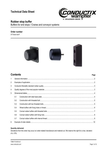 Rubber stop buffer - Conductix-Wampfler