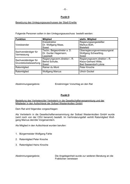 Sitzung des Hauptausschusses vom 02.11.04 - Stadt Erwitte