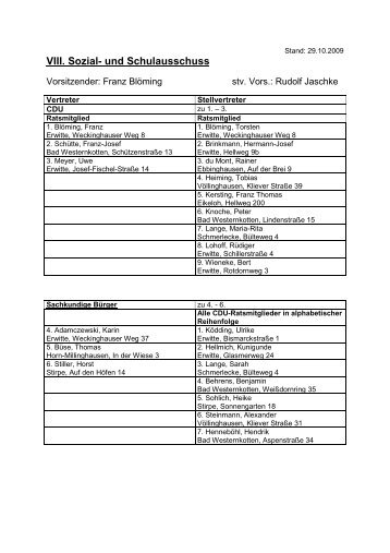 VIII. Sozial- und Schulausschuss - Stadt Erwitte