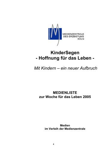 KinderSegen - Hoffnung für das Leben - - Erzbistum Köln