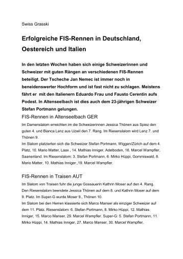 Erfolgreiche FIS-Rennen in Deutschland, Oestereich ... - Swiss Grasski