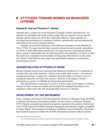 „‚ ATTITUDES TOWARD WOMEN AS MANAGERS (ATWAM)