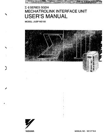 MECHATROLINK INTERFACE UNIT USER'S MANUAL - Yaskawa