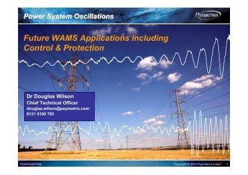 Future WAMS Applications including Control & Protection