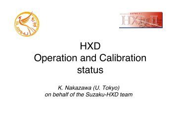HXD Operation and Calibration status - HEASARC