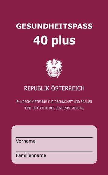 GESUNDHEITSPASS 40 plus - Theres Rathmanner