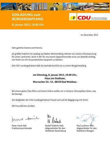 Buergerempfang-Bad Waldsee Einladung Buerger - CDU-Fraktion