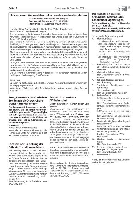 Mitteilungsblatt Woche 49 - Ostrach