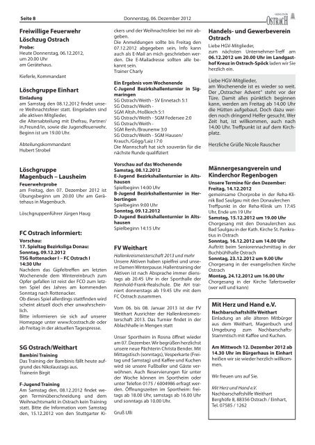 Mitteilungsblatt Woche 49 - Ostrach