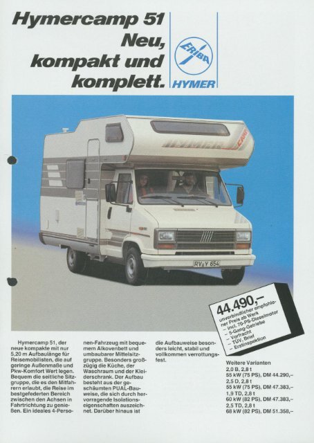 Hymercamp 51 1989 - Annonces camping car d'occasion de web ...