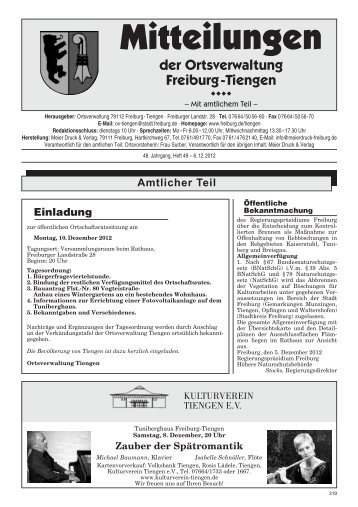 (Tiengen Heft 49.12) - Stadt Freiburg im Breisgau