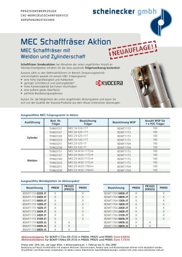 MEC Schaftfräser Aktion - Scheinecker GmbH Wels