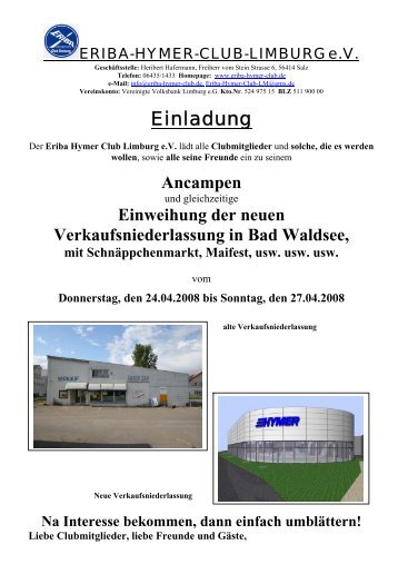 Ausschreibung - Eriba-Hymer-Club-Limburg eV
